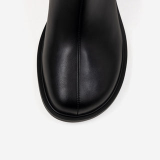 Button round-toe flats short boots 3cm
