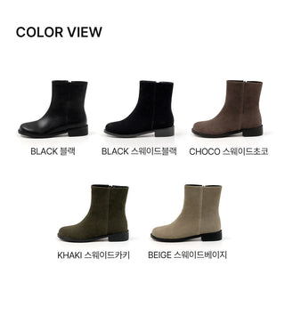 Button round-toe flats short boots 3cm