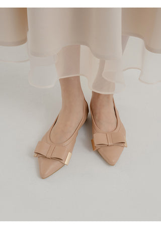 Manez Stiletto Basic Ribbon Flat Shoes 1cm