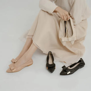 Manez Stiletto Basic Ribbon Flat Shoes 1cm