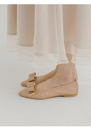 Manez Stiletto Basic Ribbon Flat Shoes 1cm