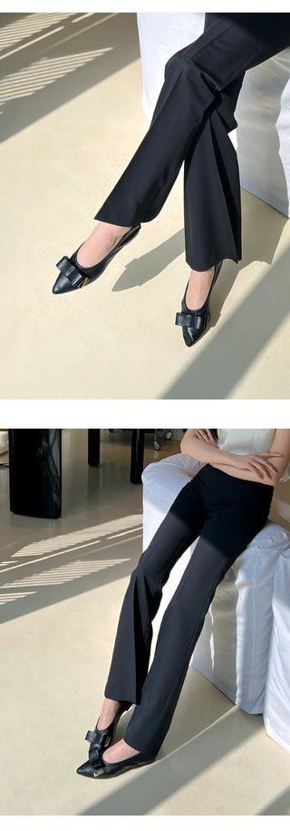 Manez Stiletto Basic Ribbon Flat Shoes 1cm