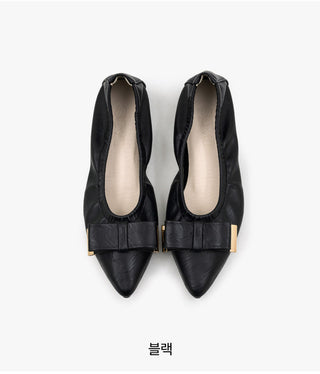 Manez Stiletto Basic Ribbon Flat Shoes 1cm