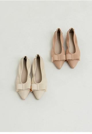 Manez Stiletto Basic Ribbon Flat Shoes 1cm