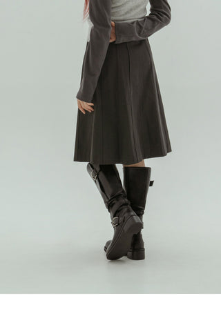 Lights Belt Buckle Mid-calf Boots 5cm
