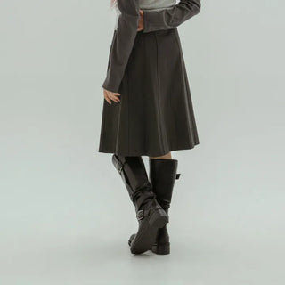 Lights Belt Buckle Mid-calf Boots 5cm