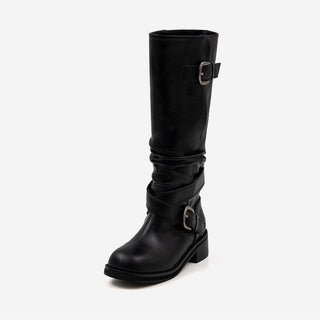 Lights Belt Buckle Mid-calf Boots 5cm