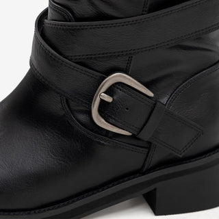 Lights Belt Buckle Mid-calf Boots 5cm