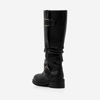 Lights Belt Buckle Mid-calf Boots 5cm