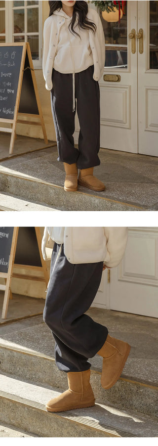 Like Cowhide Fur-lined Short, Mid, Long Boots 2cm