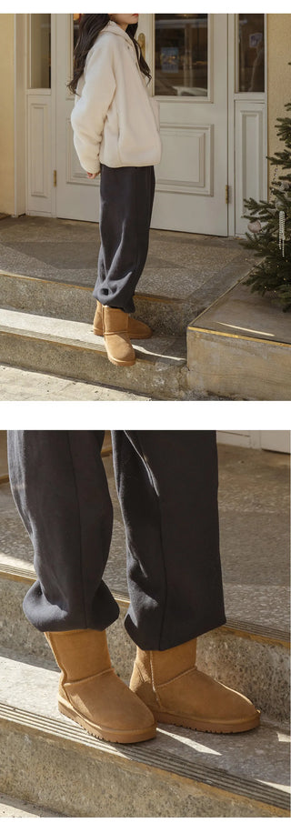 Like Cowhide Fur-lined Short, Mid, Long Boots 2cm