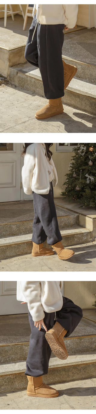 Like Cowhide Fur-lined Short, Mid, Long Boots 2cm