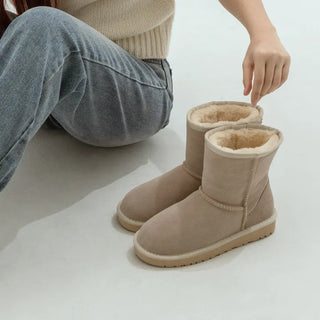 Like Cowhide Fur-lined Short, Mid, Long Boots 2cm