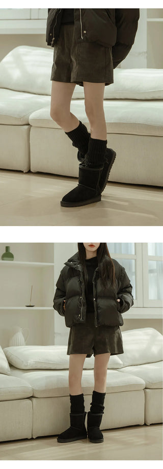 Like Cowhide Fur-lined Short, Mid, Long Boots 2cm