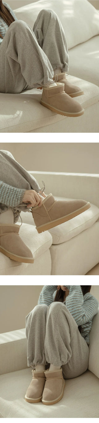 Like Cowhide Fur-lined Short, Mid, Long Boots 2cm