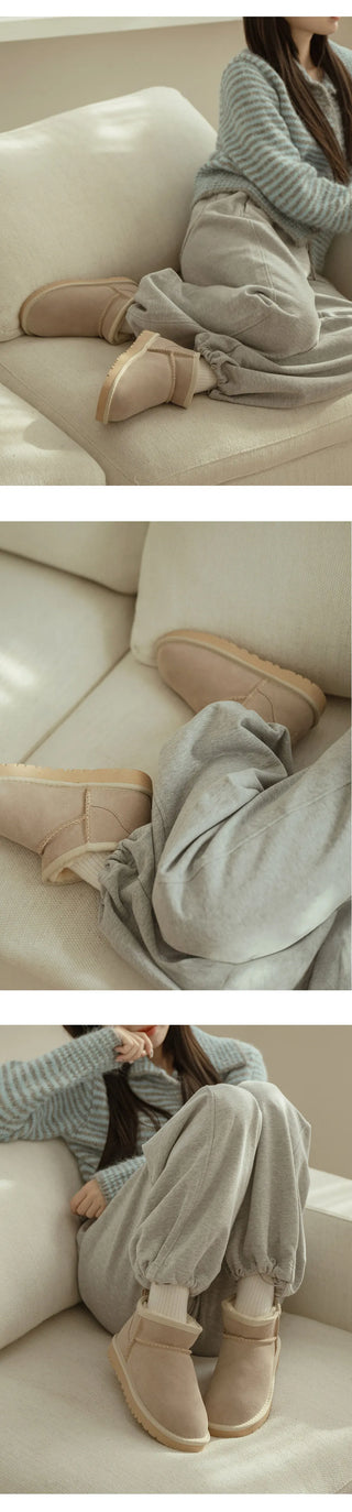 Like Cowhide Fur-lined Short, Mid, Long Boots 2cm