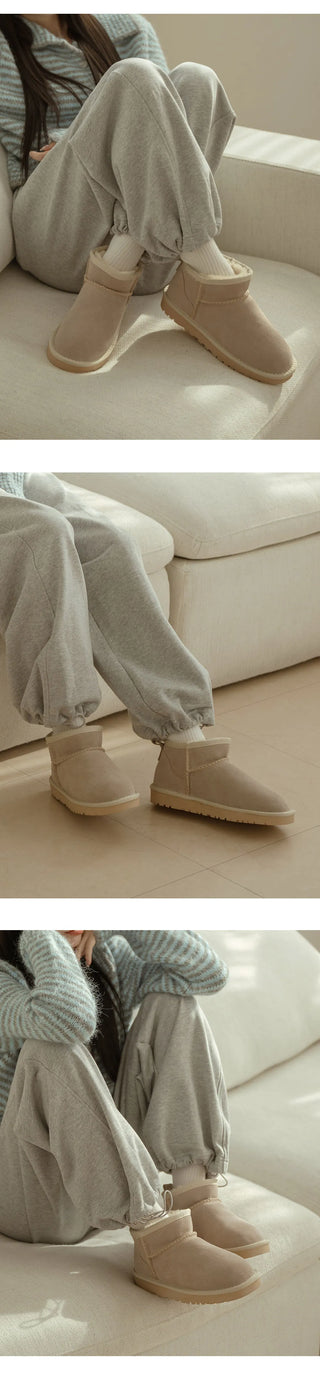 Like Cowhide Fur-lined Short, Mid, Long Boots 2cm