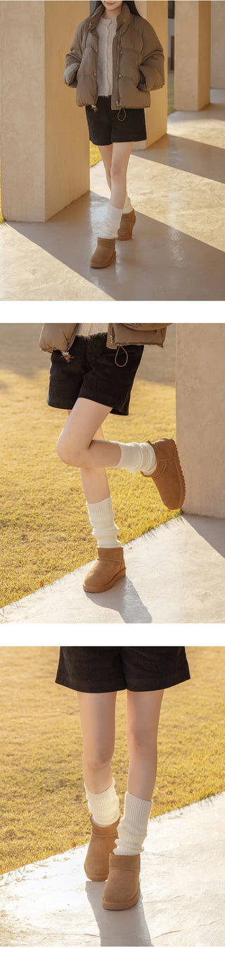 Like Cowhide Fur-lined Short, Mid, Long Boots 2cm