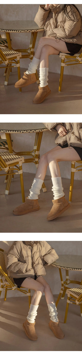 Like Cowhide Fur-lined Short, Mid, Long Boots 2cm
