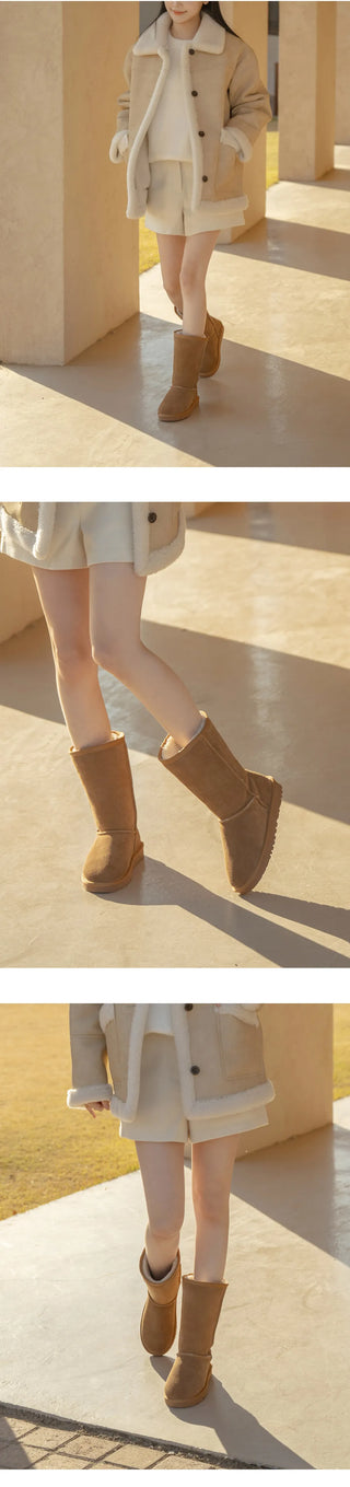 Like Cowhide Fur-lined Short, Mid, Long Boots 2cm