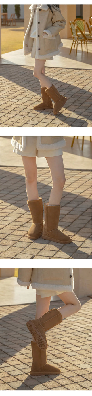 Like Cowhide Fur-lined Short, Mid, Long Boots 2cm