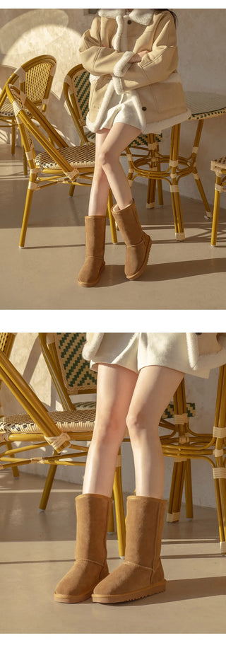Like Cowhide Fur-lined Short, Mid, Long Boots 2cm