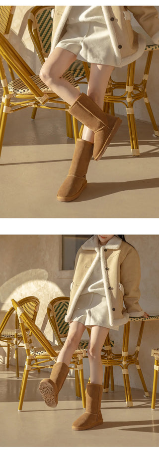 Like Cowhide Fur-lined Short, Mid, Long Boots 2cm