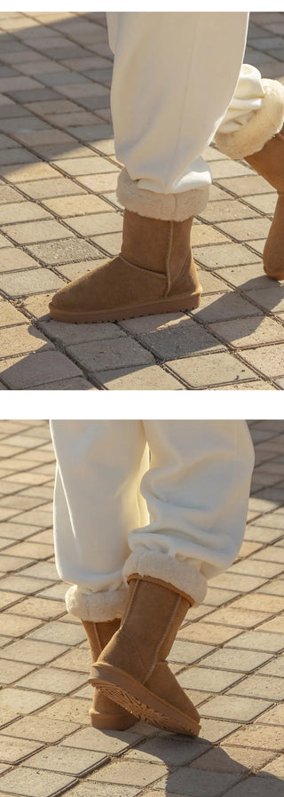 Like Cowhide Fur-lined Short, Mid, Long Boots 2cm