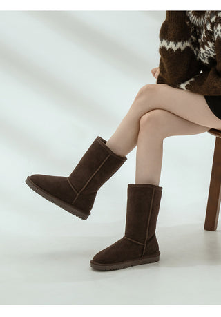 Like Cowhide Fur-lined Short, Mid, Long Boots 2cm