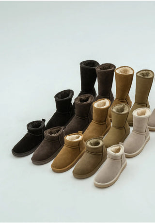 Like Cowhide Fur-lined Short, Mid, Long Boots 2cm