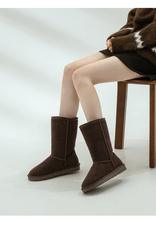 Like Cowhide Fur-lined Short, Mid, Long Boots 2cm