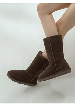Like Cowhide Fur-lined Short, Mid, Long Boots 2cm