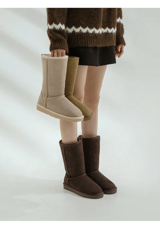 Like Cowhide Fur-lined Short, Mid, Long Boots 2cm
