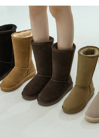 Like Cowhide Fur-lined Short, Mid, Long Boots 2cm