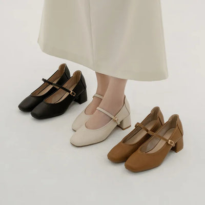 Treat Cowhide Mary Jane Mid-heel 5cm