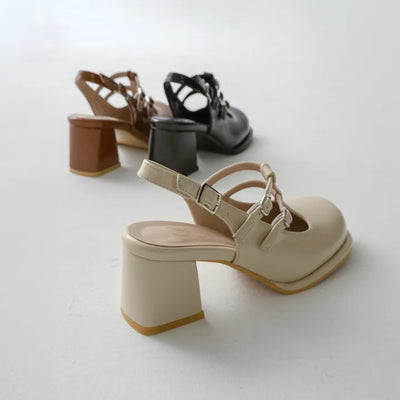 Riched platform slingback heel 6cm