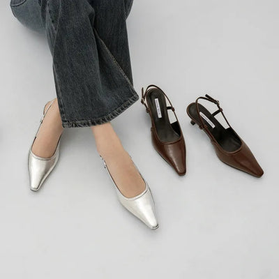 Drell Patent Kitten Heel Slingback 5cm