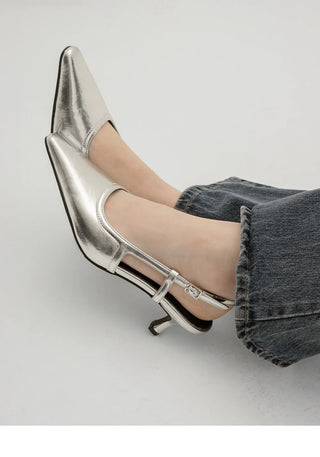 Drell Patent Kitten Heel Slingback 5cm