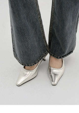 Drell Patent Kitten Heel Slingback 5cm