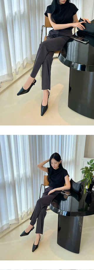 Drell Patent Kitten Heel Slingback 5cm