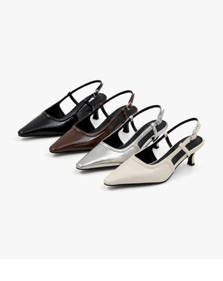 Drell Patent Kitten Heel Slingback 5cm