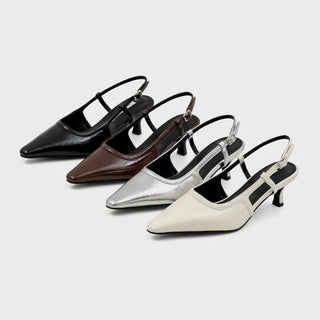 Drell Patent Kitten Heel Slingback 5cm
