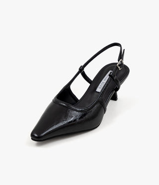 Drell Patent Kitten Heel Slingback 5cm