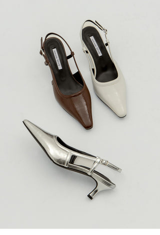 Drell Patent Kitten Heel Slingback 5cm