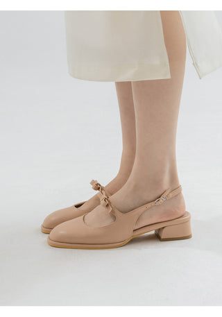 Rose Ribbon Mary Jane Low Heel Slingback 3cm