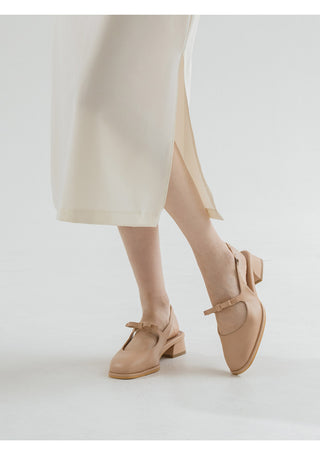 Rose Ribbon Mary Jane Low Heel Slingback 3cm