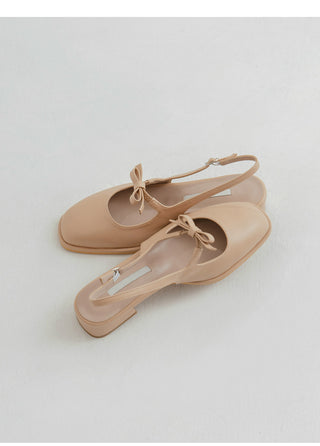 Rose Ribbon Mary Jane Low Heel Slingback 3cm