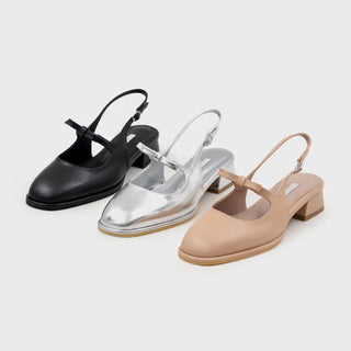 Rose Ribbon Mary Jane Low Heel Slingback 3cm