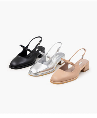 Rose Ribbon Mary Jane Low Heel Slingback 3cm