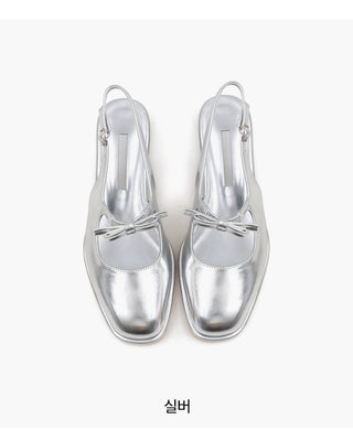 Rose Ribbon Mary Jane Low Heel Slingback 3cm